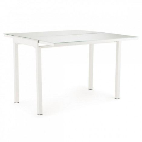 Table extensible en largeur 55/110 plateau verre blanc - AGATE|Table|Meuble et moi