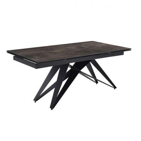Table extensible 160/240 cm céramique gris vieilli pied géométrique - MAINE 03|Table|Meuble et moi