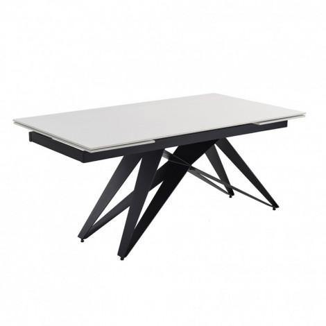 Table extensible 160/240 cm céramique blanc pied géométrique - OREGON 03|Table|Meuble et moi