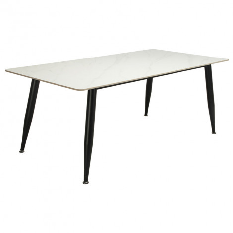 Table 160 x 90 cm céramique effet marbre blanc et pieds évasés - RYDER|Table|Meuble et moi