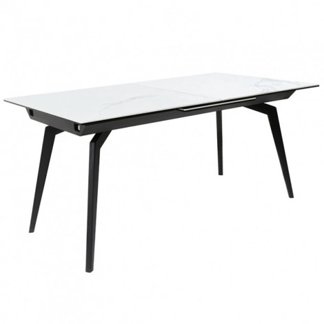 Table extensible céramique blanc 160/210 cm et métal noir - CAMILIA|Table|Meuble et moi