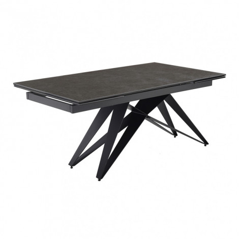Table extensible 160/240 cm céramique gris foncé pied géométrique - UTAH 03|Table|Meuble et moi