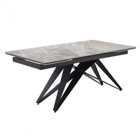 Table extensible 180/260 cm céramique marbré laqué pied géométrique - DAKOTA 03|Table|Meuble et moi