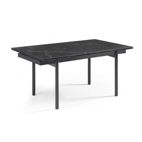 Table extensible 180/260 cm céramique noir marbré pieds droits - INDIANA 09|Table|Meuble et moi