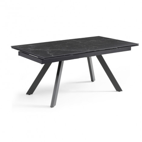 Table extensible 180/260 cm céramique noir marbré pieds inclinés - INDIANA 08|Table|Meuble et moi