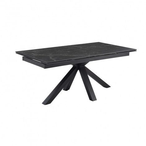 Table extensible 180/260 cm céramique noir marbré pied croix - INDIANA 04|Table|Meuble et moi