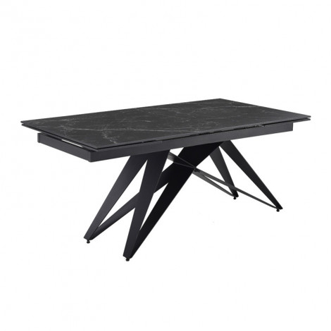 Table extensible 180/260 cm céramique noir marbré pied géométrique - INDIANA 03|Table|Meuble et moi
