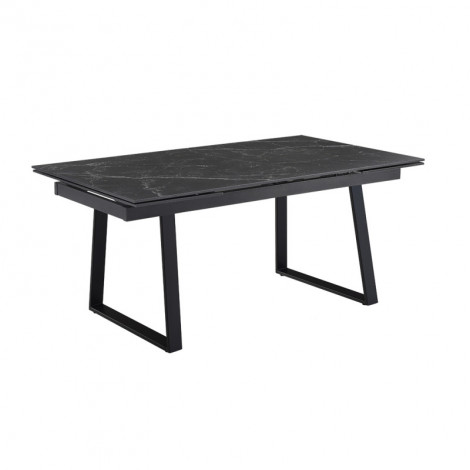 Table extensible 180/260 cm céramique noir marbré pieds luge - INDIANA 02|Table|Meuble et moi