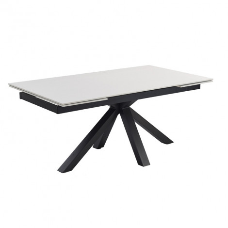 Table extensible 180/260 cm céramique blanc pied croix - OREGON 04|Table|Meuble et moi