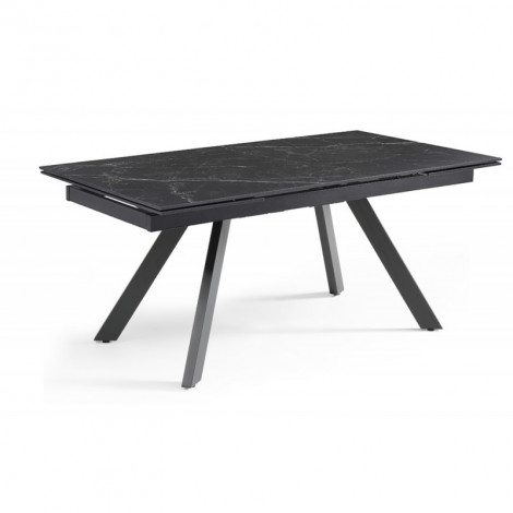Table extensible 160/240 cm céramique noir marbré pieds inclinés - INDIANA 08|Table|Meuble et moi