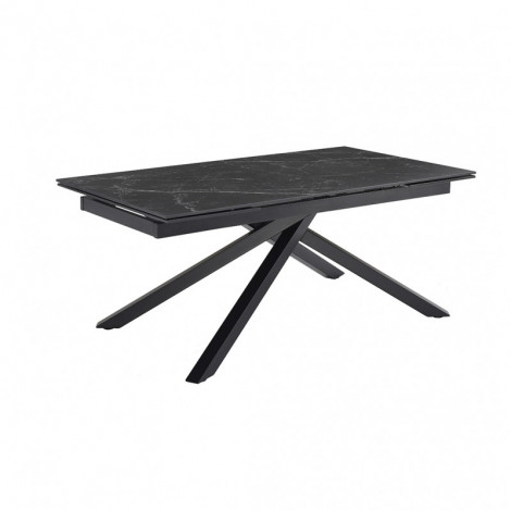 Table extensible 160/240 cm céramique noir marbré pied torsadé - INDIANA 05|Table|Meuble et moi