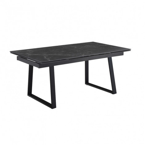 Table extensible 160/240 cm céramique noir marbré pied luge - INDIANA 02|Table|Meuble et moi
