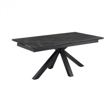 Table extensible 160/240 cm céramique noir marbré pied croix - INDIANA 04|Table|Meuble et moi