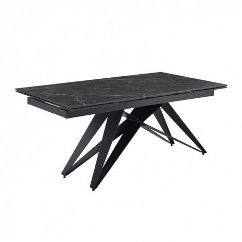 Table extensible 160/240 cm céramique noir marbré pied géométrique - INDIANA 03|Table|Meuble et moi