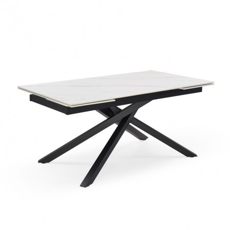 Table extensible 160/240 cm céramique blanc marbré pied torsadé - NEVADA 05|Table|Meuble et moi