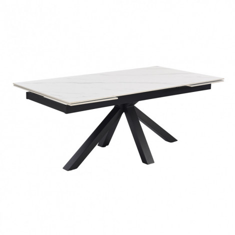 Table extensible 160/240 cm céramique blanc marbré pied croix - NEVADA 04|Table|Meuble et moi