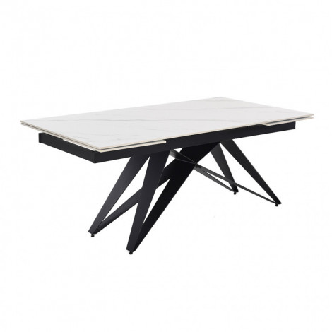 Table extensible 160/240 cm céramique blanc marbré pied géométrique - NEVADA 03|Table|Meuble et moi