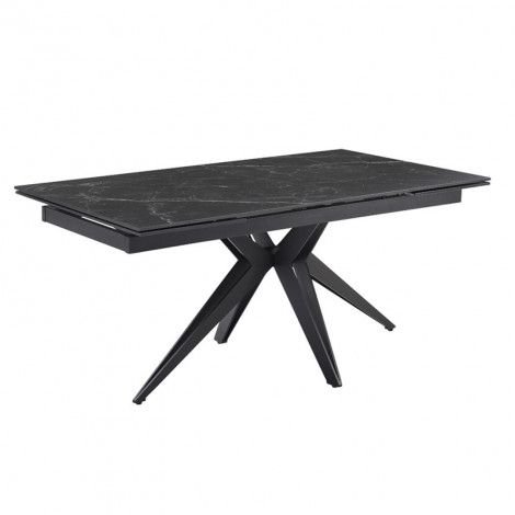 Table extensible 180/260 cm céramique noir marbré pied étoile - INDIANA 06|Table|Meuble et moi