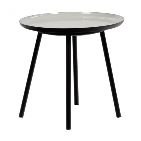Table d'appoint ronde plateau émaillé gris et métal noir - LAK 0504|Table|Meuble et moi