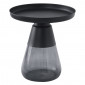 Table d'appoint H. 53 cm verre trempé noir fumé et métal noir - SHURI|Table|Meuble et moi