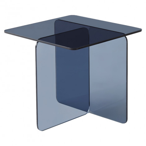 Table d'appoint carrée design moderne verre trempé bleu foncé - ICE|Table|Meuble et moi