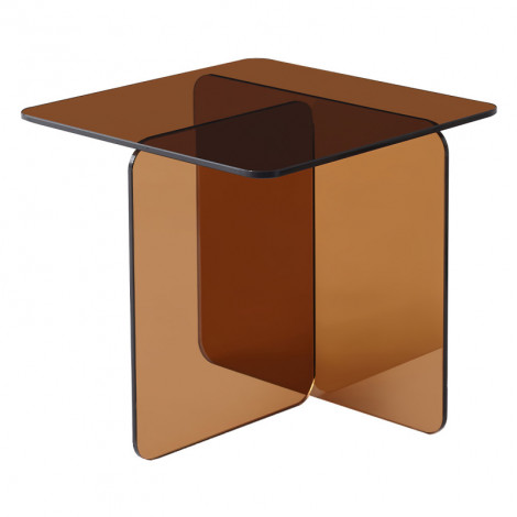 Table d'appoint carrée design moderne verre trempé cuivré fumé - ICE|Table|Meuble et moi