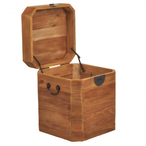Coffre de rangement 48 cm bois de pin recyclé avec poignées – CHALET|Table|Meuble et moi