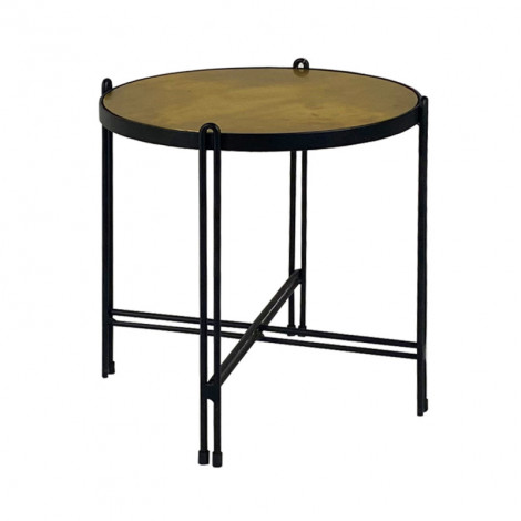 Table d'appoint en métal noir avec plateau rond et doré - ORO 8806|Table|Meuble et moi