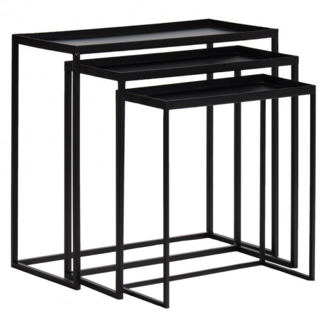 Set 3 tables d'appoint / Consoles gigognes en métal noir - JOEY 3478|Table|Meuble et moi
