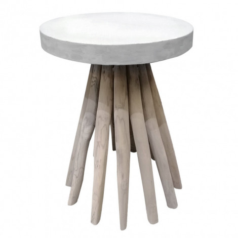 Bout de canapé avec plateau et piètement en bois de teck gris - TAMY|Table|Meuble et moi