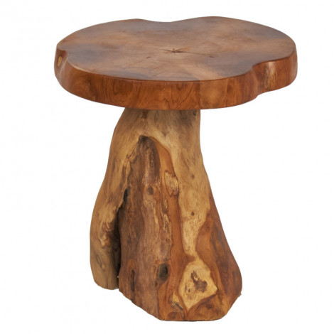 Table d’appoint / bout canapé 47 cm ronde en bois de teck – BURTON|Table|Meuble et moi