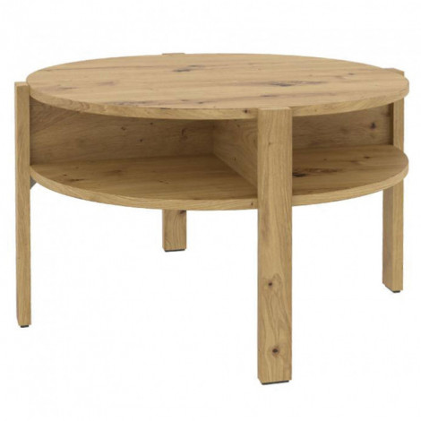 Table d'appoint ronde D. 74 cm rangements décor bois rustique - ROZALY|Table|Meuble et moi