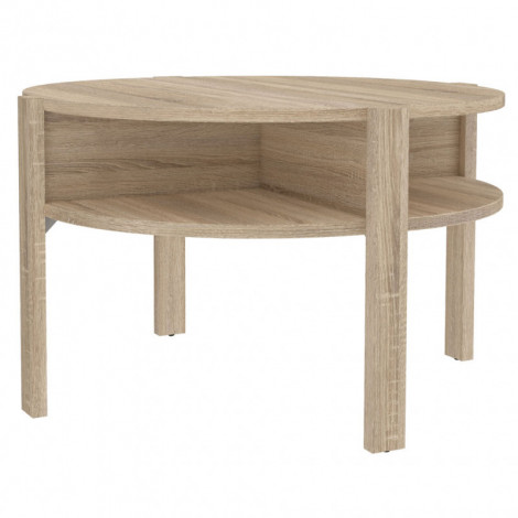 Table d'appoint ronde D. 74 cm 4 rangements décor bois clair - ROZALY|Table|Meuble et moi