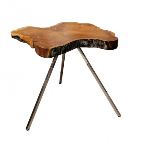 Table basse bois de teck avec plateau huilé - piètement métal - POLLY|Table|Meuble et moi