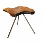 Table basse bois de teck avec plateau huilé - piètement métal - POLLY|Table|Meuble et moi