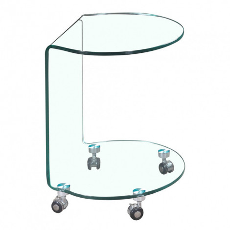 Bout de canapé H. 57 cm rond en verre trempé avec 4 roulettes - ICE|Table|Meuble et moi