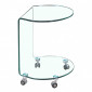 Bout de canapé H. 57 cm rond en verre trempé avec 4 roulettes - ICE|Table|Meuble et moi