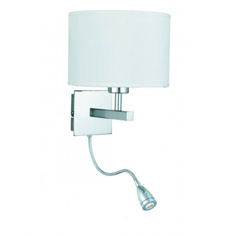 Applique Wall avec liseuse, en chrome avec abat-jour blanc|Appliques murales|Luminaire Center
