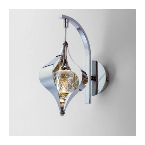 Applique murale Amano avec interrupteur 1 Ampoule chrome poli/cristal|Appliques murales|Luminaire Center