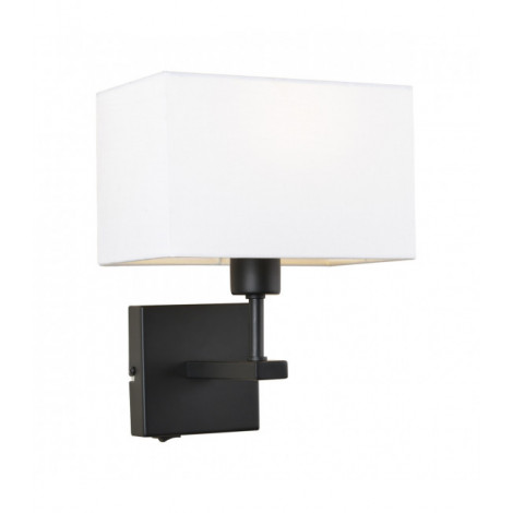 Applique de chevet moderne Norte Noir mat abat jour blanc rectangle|Appliques murales|Luminaire Center