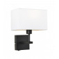 Applique de chevet moderne Norte Noir mat abat jour blanc rectangle|Appliques murales|Luminaire Center