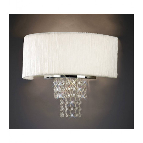 Applique murale Nerissa avec Abat jour blanc 2 Ampoules chrome poli/cristal|Appliques murales|Luminaire Center