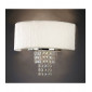 Applique murale Nerissa avec Abat jour blanc 2 Ampoules chrome poli/cristal|Appliques murales|Luminaire Center