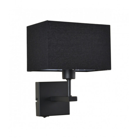 Applique de chevet moderne Norte Noir mat abat jour noir rectangle|Appliques murales|Luminaire Center
