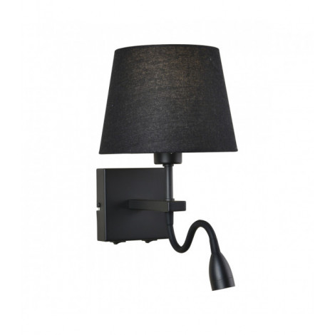 Applique de chevet moderne Norte Noir mat abat jour noir rond|Appliques murales|Luminaire Center