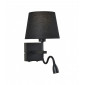 Applique de chevet moderne Norte Noir mat abat jour noir rond|Appliques murales|Luminaire Center