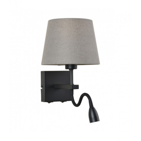 Applique de chevet moderne Norte Noir mat abat jour gris|Appliques murales|Luminaire Center