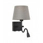 Applique de chevet moderne Norte Noir mat abat jour gris|Appliques murales|Luminaire Center