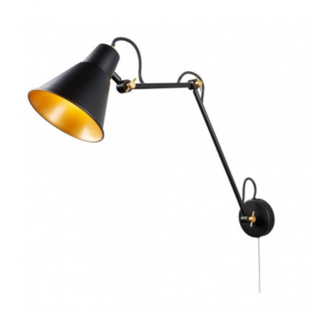 Applique articulée Wall, noir et or, 1 ampoule|Appliques murales|Luminaire Center