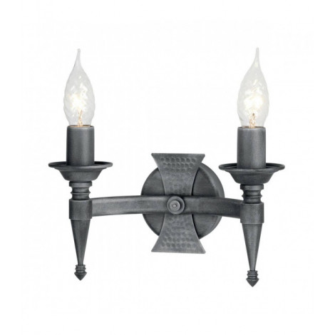 Applique Saxon, fer forgé, noir / argent, 2 ampoules|Appliques murales|Luminaire Center